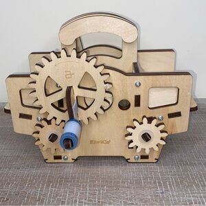 KiwiCo Card Hand Shuffling Machine Shuffler Wood Build your own RETIRED BUILT